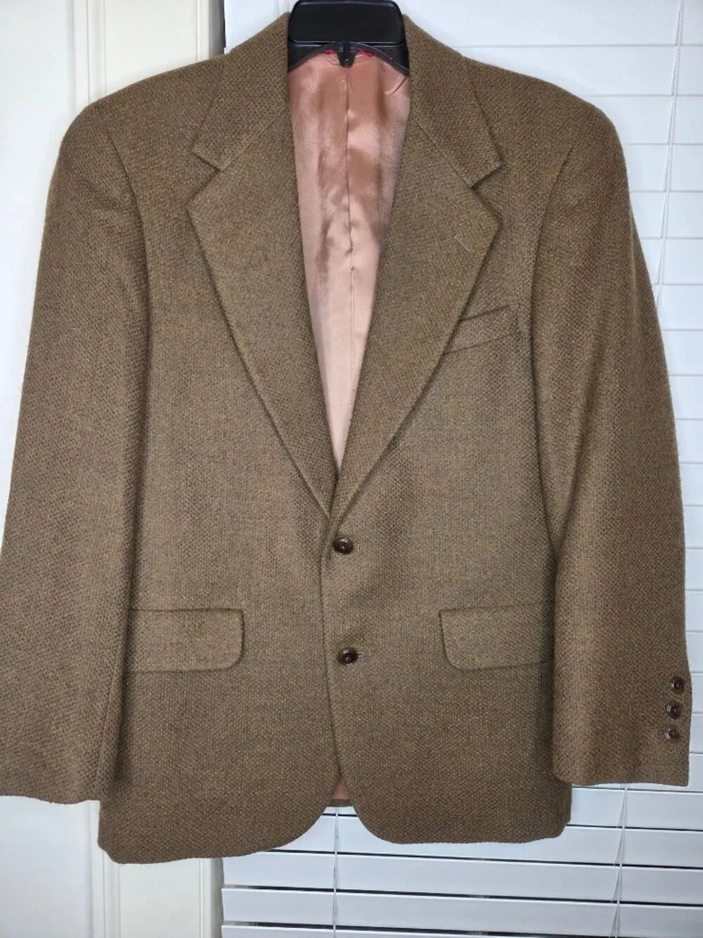 Nordstrom Mens Brown Herringbone Blazer 38R Wool & Alpaca Blend Made USA Classic